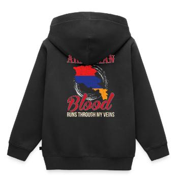 Arménie - Sweat Premium à capuche enfant bio - noir - Dos - AI Model Kid Male (0cm)