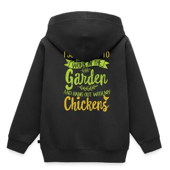 Gartenarbeit und Hühner - Kinder Premium Organic Hoodie - Schwarz - Hinten - AI Model Kid Male (0cm)