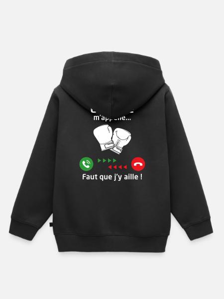 la boxe m'appelle ... faut que j'y aille ! - Sweat Premium à capuche enfant bio - noir