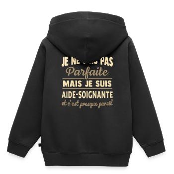je suis aide-soignante t-shirt aide soignante - Sweat Premium à capuche enfant bio - noir - Dos - AI Model Kid Male (0cm)