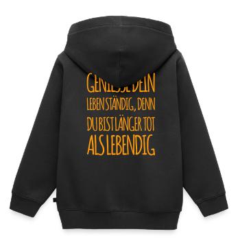 genieße dein Leben ständig - Kinder Premium Organic Hoodie - Schwarz - Hinten - AI Model Kid Male (0cm)