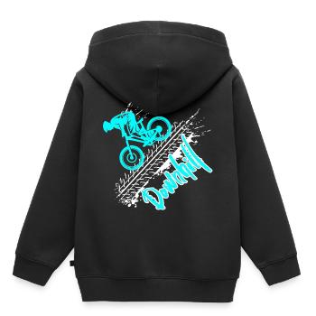 downhill - Kinder Premium Organic Hoodie - Schwarz - Hinten - AI Model Kid Male (0cm)