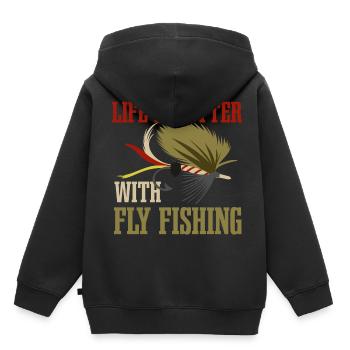 Das ironische Sprichwort „Leben mit - Kinder Premium Organic Hoodie - Schwarz - Hinten - AI Model Kid Male (0cm)