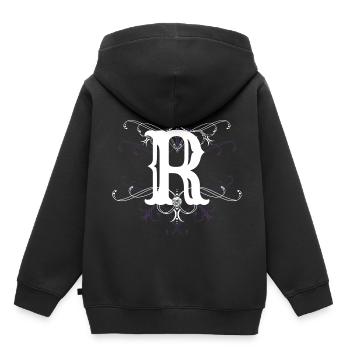 Letter R (R) - Kids Premium Organic Hoodie - black - Back - AI Model Kid Male (0cm)