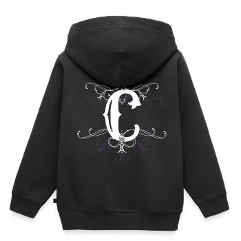 Point C, point c) - Sweat Premium à capuche enfant bio - noir - Dos - AI Model Kid Male (0cm)