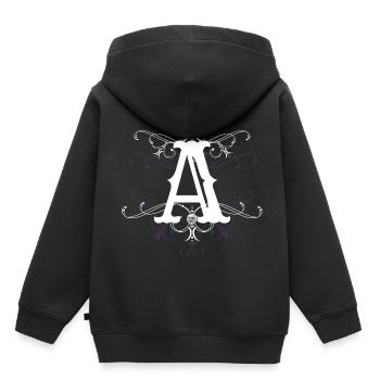 Lettre A, point A) - Sweat Premium à capuche enfant bio - noir - Dos - AI Model Kid Male (0cm)