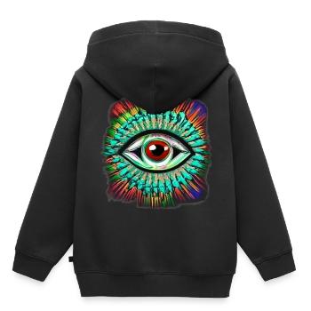 Oeil Psychédélique - Sweat Premium à capuche enfant bio - noir - Dos - AI Model Kid Male (0cm)