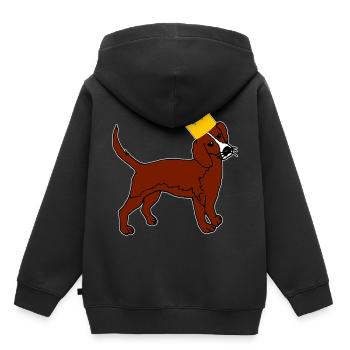 Roi Chien Maître Maître De la Couronne - Sweat Premium à capuche enfant bio - noir - Dos - AI Model Kid Male (0cm)