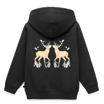 Geweih Reh Hirsch Rehbock Wildtiere Rotwild - Kinder Premium Organic Hoodie - Schwarz - Hinten - AI Model Kid Male (0cm)