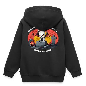 Cimetières et oiseaux de nuit - Sweat Premium à capuche enfant bio - noir - Dos - AI Model Kid Male (0cm)