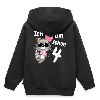 4. Geburtstag Mädchen Süßer Waschbär Vier 4 Jahre - Kinder Premium Organic Hoodie - Schwarz - Hinten - AI Model Kid Male (0cm)
