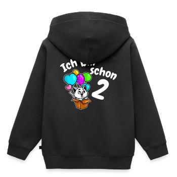 2ème anniversaire mignon chaton chat deux ans - Sweat Premium à capuche enfant bio - noir - Dos - AI Model Kid Male (0cm)