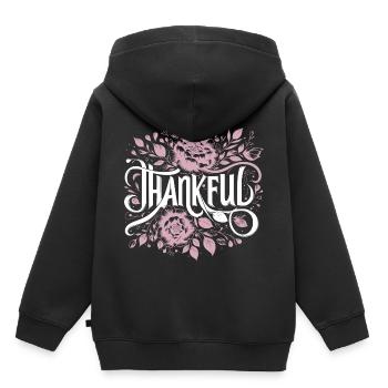 Thankful Dankbar Dankbarkeit - Kinder Premium Organic Hoodie - Schwarz - Hinten - AI Model Kid Male (0cm)