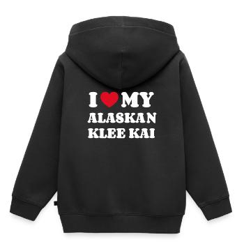 J’adore mon Klee Kai d’Alaska - Sweat Premium à capuche enfant bio - noir - Dos - AI Model Kid Male (0cm)