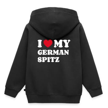 J’aime mon Spitz allemand Deutscher Spitz - Sweat Premium à capuche enfant bio - noir - Dos - AI Model Kid Male (0cm)