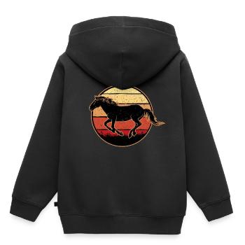 Cheval Rétro Galop - Sweat Premium à capuche enfant bio - noir - Dos - AI Model Kid Male (0cm)