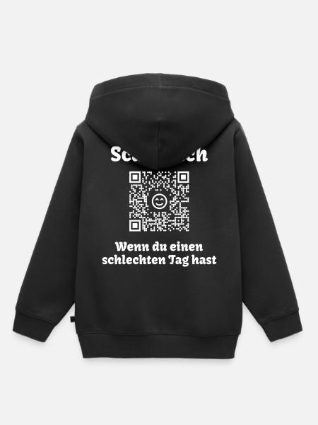 QR-Code mit freundlicher Botschaft (Scanne Mich) - Kinder Premium Organic Hoodie - Schwarz