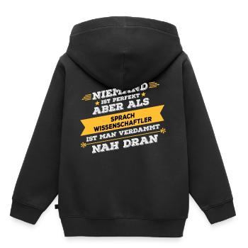 cadeau d'occupation Linguiste - Sweat Premium à capuche enfant bio - noir - Dos - AI Model Kid Male (0cm)
