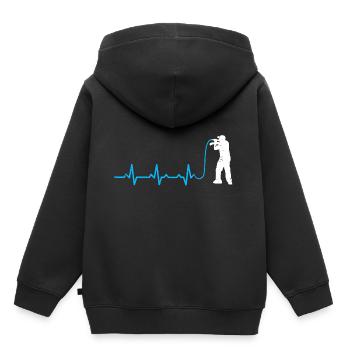 rap rythme cardiaque cadeau micro rythme cardiaque MC - Sweat Premium à capuche enfant bio - noir - Dos - AI Model Kid Male (0cm)