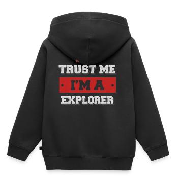Croyez-moi, je suis un explorateur - Sweat Premium à capuche enfant bio - noir - Dos - AI Model Kid Male (0cm)