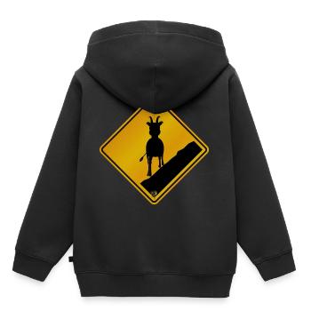 Danger roadsign traversee de dahu - Sweat Premium à capuche enfant bio - noir - Dos - AI Model Kid Male (0cm)