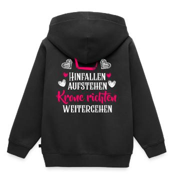 Hinfallen Aufstehen Krone richten weitergehen - Kinder Premium Organic Hoodie - Schwarz - Hinten - AI Model Kid Male (0cm)