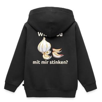 Knoblauch Knobi stinken Liebe Geschenk - Kinder Premium Organic Hoodie - Schwarz - Hinten - AI Model Kid Male (0cm)