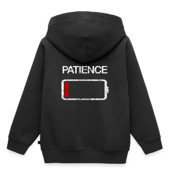 Akku leer Patience brushed - Kinder Premium Organic Hoodie - Schwarz - Hinten - AI Model Kid Male (0cm)