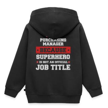 Responsable des achats Parce que Superhero n'est pas un emploi - Sweat Premium à capuche enfant bio - noir - Dos - AI Model Kid Male (0cm)