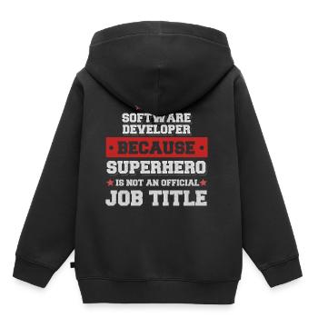 Développeur de logiciels Superhero T-shirt - Sweat Premium à capuche enfant bio - noir - Dos - AI Model Kid Male (0cm)