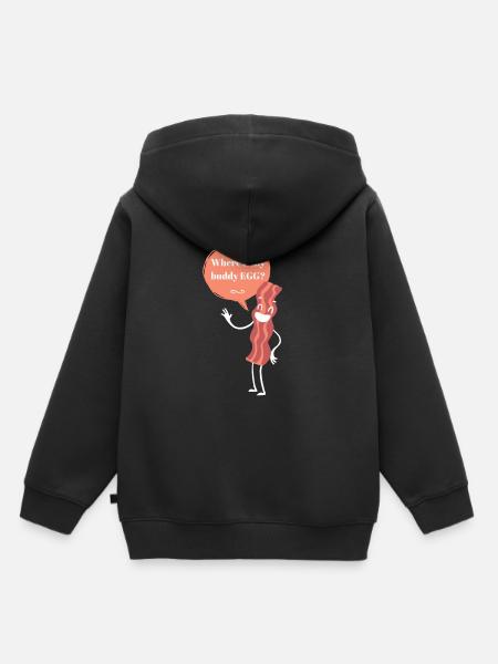 Bacon / EGG / Design / Baconstripes - Kinder Premium Organic Hoodie - Schwarz