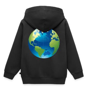 Globus - Weltkugel - Kinder Premium Organic Hoodie - Schwarz - Hinten - AI Model Kid Male (0cm)