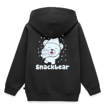 Snack-bar / ours Snack avec un chapeau - Sweat Premium à capuche enfant bio - noir - Dos - AI Model Kid Male (0cm)