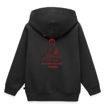 Buddha - "Verstand" - Kinder Premium Organic Hoodie - Schwarz - Hinten - AI Model Kid Male (0cm)