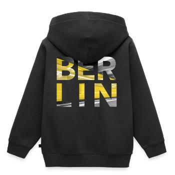 Berlin U Bahn - Kinder Premium Organic Hoodie - Schwarz - Hinten - AI Model Kid Male (0cm)