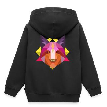 renard chemise abstrait chemise idées cadeaux fox zoo - Sweat Premium à capuche enfant bio - noir - Dos - AI Model Kid Male (0cm)