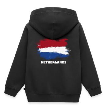 Niederlande Holland Fahne Flagge - Kinder Premium Organic Hoodie - Schwarz - Hinten - AI Model Kid Male (0cm)