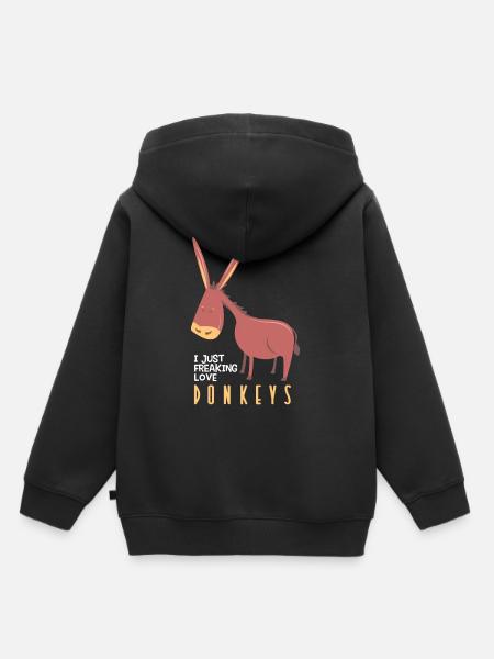 I just freaking love donkeys Lustiges Geschenk - Kinder Premium Organic Hoodie - Schwarz