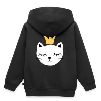 White cat with crown - Kids Premium Organic Hoodie - black - Back - AI Model Kid Male (0cm)