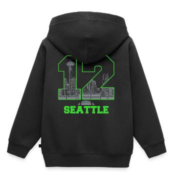 Twelve Seattle 12 Seattle - Kids Premium Organic Hoodie - black - Back - AI Model Kid Male (0cm)