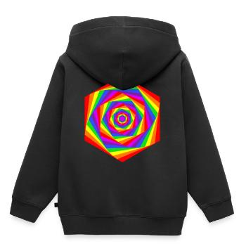 arc en ciel Hexagone - Sweat Premium à capuche enfant bio - noir - Dos - AI Model Kid Male (0cm)