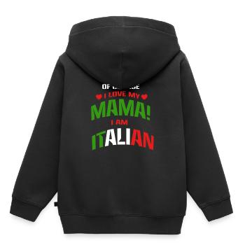 Accent italien italien Maman italienne - Sweat Premium à capuche enfant bio - noir - Dos - AI Model Kid Male (0cm)