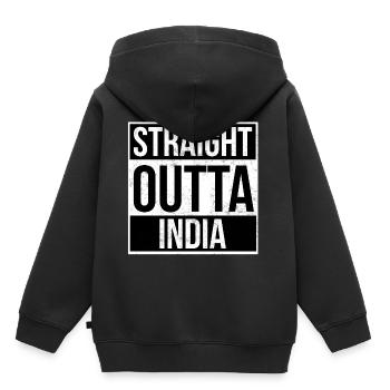 Straight Outta India - Kinder Premium Organic Hoodie - Schwarz - Hinten - AI Model Kid Male (0cm)