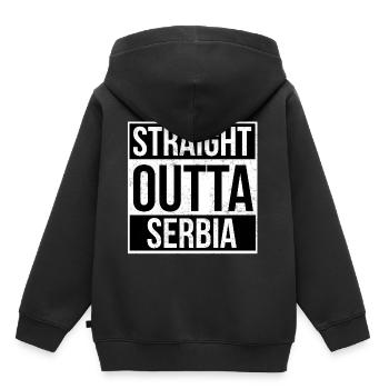 Straight Outta Serbia - Kinder Premium Organic Hoodie - Schwarz - Hinten - AI Model Kid Male (0cm)