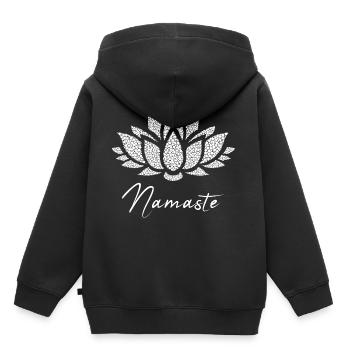 Namaste / Geschenk Idee - Kinder Premium Organic Hoodie - Schwarz - Hinten - AI Model Kid Male (0cm)