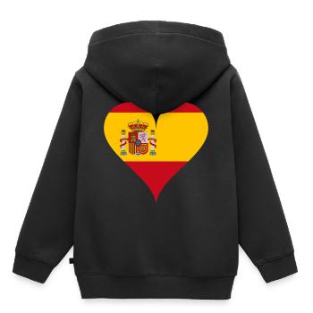 Herz Spanische Flagge Spanien Fan - Kinder Premium Organic Hoodie - Schwarz - Hinten - AI Model Kid Male (0cm)