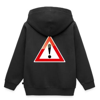 attention - Sweat Premium à capuche enfant bio - noir - Dos - AI Model Kid Male (0cm)