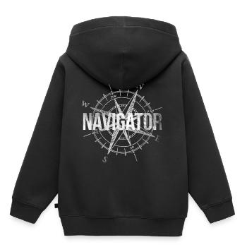 Navigator Geschenk Kapitän Kompass Himmelsrichtung - Kinder Premium Organic Hoodie - Schwarz - Hinten - AI Model Kid Male (0cm)
