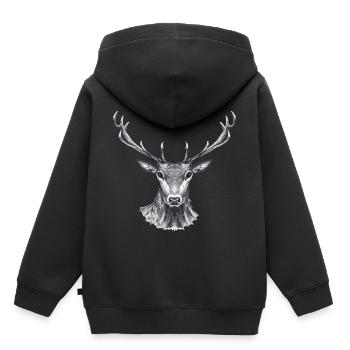 cerf - Sweat Premium à capuche enfant bio - noir - Dos - AI Model Kid Male (0cm)