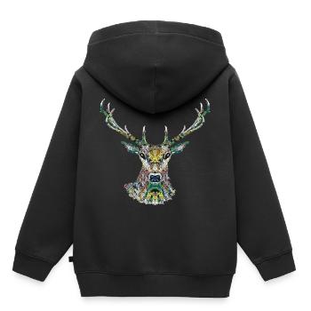 cerf - Sweat Premium à capuche enfant bio - noir - Dos - AI Model Kid Male (0cm)